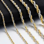 High Quality 2/3/4/5MM Classic Twisted Rope Chain Stainless Steel Necklace No Fade Fashion Jewelry Accessories For Men Women 6