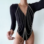 Multilayer Women Body Chain Harness Female Chest Chain Shiny Sexy Accessories Fashion Waist Jewelry Body Decoration 2