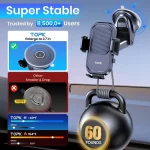 TOPK Car Phone Holder Mount for IPhone[Powerful Suction] Phone Mount for Car Dashboard Car Accessories Automobile for Smartphone 4