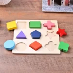 Wooden Geometric Shapes Montessori Puzzle Sorting Math Bricks Preschool Learning Educational Game Baby Toddler Toys for Children 5