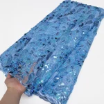Nigerian Sequins Lace Fabric 2025 High Quality African Lace French Tulle Sequin Embroidery Lace Fabrics For Party Wedding dress