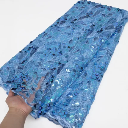 Nigerian Sequins Lace Fabric 2025 High Quality African Lace French Tulle Sequin Embroidery Lace Fabrics For Party Wedding dress