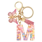 Fashion DIY A-Z Letters keychain Metal Holder Pendent Key Chain Women Car Key Ring Simple Letter Name Key Party Gift Jewelry 4