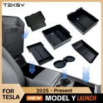1/2/3/4/6/7/8pcs For Tesla New Model Y 2025 Launch Juniper ABS with Silicone Non-slip Mat Console & Armrest Storage Box Watercup