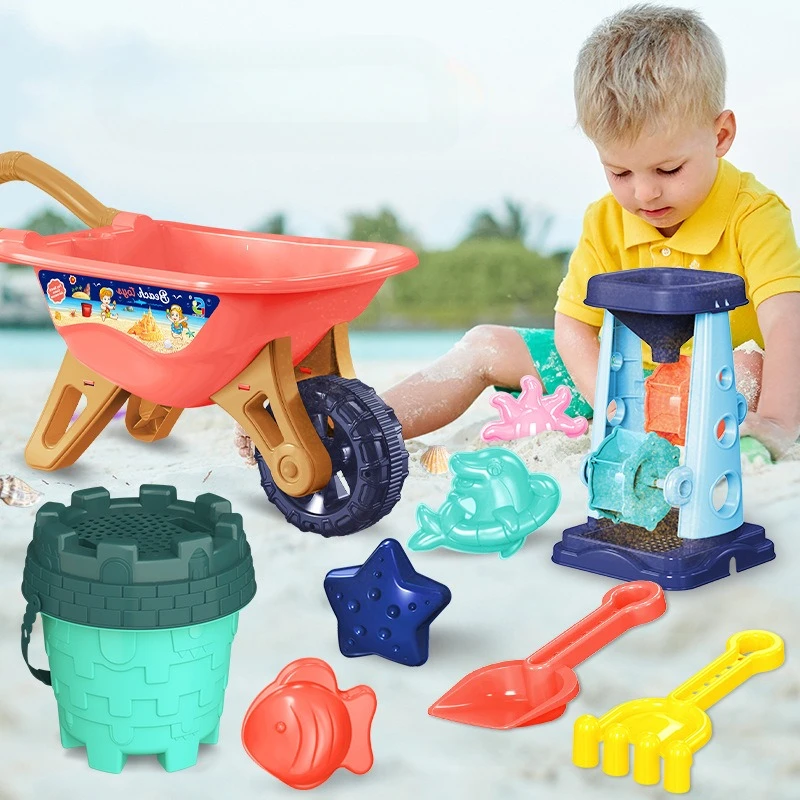 Children Beach Sand Play Tool Set Sand Bucket Sieve Funnel Sand Shovel Sand Wagon Watering Can Summer Outdoor Toys for Kids Children Beach Sand Play Tool Set Sand Bucket Sieve Funnel Sand Shovel Sand Wagon Watering Can Summer Outdoor Toys for Kids