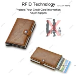 Carbon Fiber Credit Card Holder Wallet Men Rfid Smart Metal Thin Slim Pop Up Minimalist Wallet Small Black Purse Metal Vallet 2