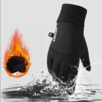 Black Winter Warm Full Fingers Waterproof Cycling Outdoor Sports Running Motorcycle Ski Touch Screen Fleece Gloves Snow Gloves 2