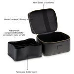 Customized name pu leather cosmetic bag with zoned storage and large capacity toiletry bag for autumn and winter new products 4