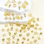 70pcs Elegant Golden Alloy Hair Jewelry for Braid Solid Color - Vintage-Inspired Accessories for Men & Women's Dreadlocks&Twists 3