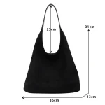Autumn and Winter Vintage Women's Bag Large Capacity Suede Shoulder Bag Solid Color Simple Casual Commuter Bag Retro Handbags 6