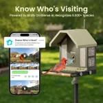 Smart Bird Feeder with Camera for Outdoor Use ABS Plastic Body Black Finish 4K UHD Video Dual-Band Wi-Fi Solar Powered AI Bird 6