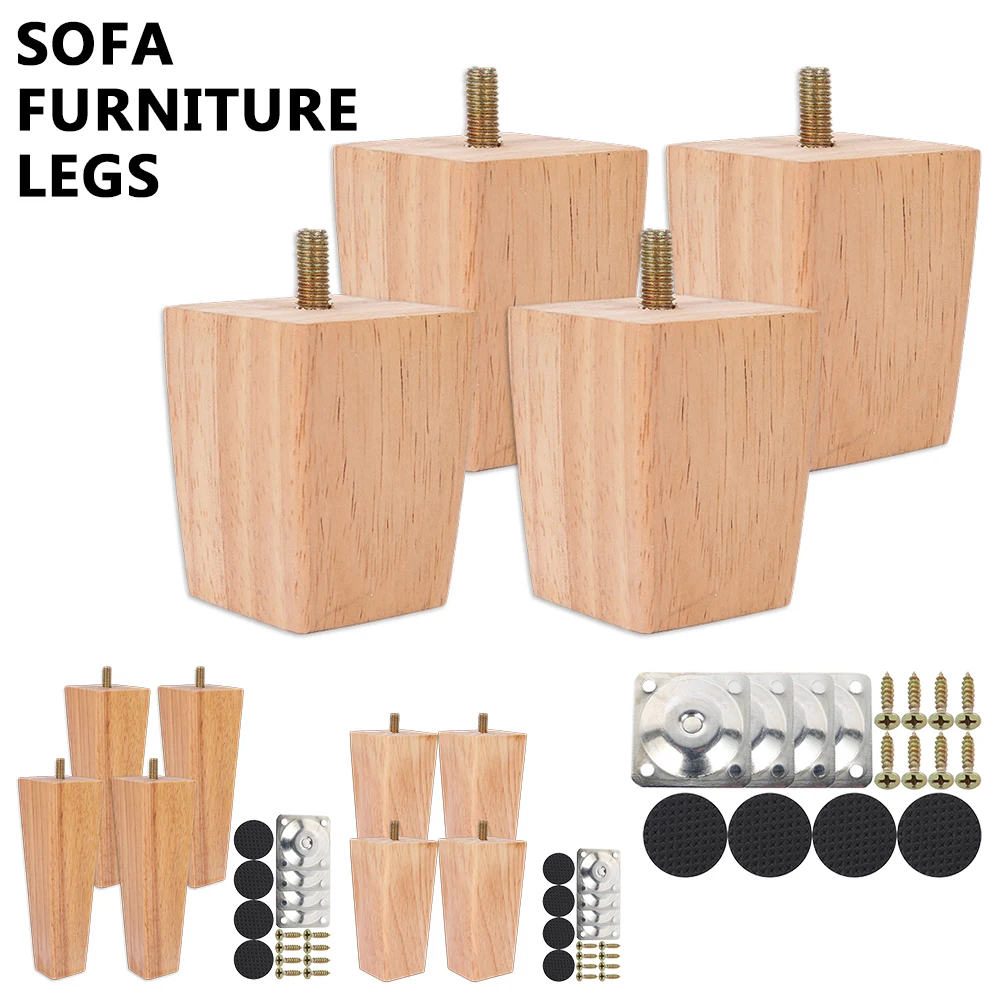 4Pcs 6/10/15cm Solid Wood Furniture Feets Sofa Cabinets Legs Square Bed Table Chair Replacement Feet Home Furniture Accessories 4Pcs 6/10/15cm Solid Wood Furniture Feets Sofa Cabinets Legs Square Bed Table Chair Replacement Feet Home Furniture Accessories