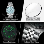 POEDAGAR Fashion Exquisite Men Wristwatches Waterproof Luminous Date Luxury Man Watch Stainless Steel Quartz Men's Watches Reloj 4