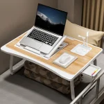 Foldable laptop desk, desktop lifting laptop rack, reading laptop desk, home breakfast tray office desk, study desk with drawers 3