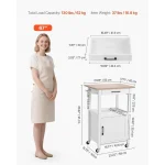 White Portable Kitchen Island Cart with Single Door Cabinet, Swivel Wheels, Towel Rack & Hooks, 18x23 inches 5