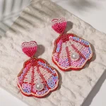 AENSOA Bohemian Starfish Lobster Conch Seed Bead Drop Earrings for Women Handmade Ocean Animal Earrings Summer Beach Jewelry 4