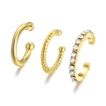 Fashion Simple Gold Color Crystal Clip Earrings for Women Girls Minimalist Metal Mirco Pave Rhinestone Fake Piercing Ear Jewelry 4