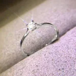 Huitan Minimalist Women's Wedding Rings with 4MM Cubic Zirconia Simple Elegant Female Finger Accessory Engagement Bands Jewelry 3