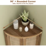 Tall Corner Cabinet, 64.7" Rattan Corner Storage Cabinet with 4 Doors and 5 Storage Shelves, Farmhouse Space Saver, Boho Shelf 5