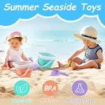 11Pcs Beach Toys Set Gift Package Sand Toys for Kids Sandbox Toys with Collapsible Bucket Shovel Set Sand Molds Summer Outdoor 3