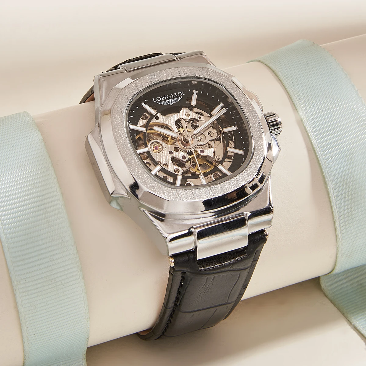 LONGLUX automatic mechanical watch outdoors simple luxury watches waterproof cheap wholesale skeleton leather mens watch gift LONGLUX automatic mechanical watch outdoors simple luxury watches waterproof cheap wholesale skeleton leather mens watch gift