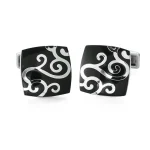 High quality French shirt cufflinks Black Red White Enamel Cuff Links Men's tie clip Cuff Links Jewelry gifts for successful men 3