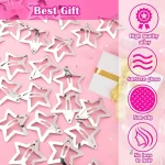 Silver Star Hair Clips Set for Girls -  Metal Snap Barrettes with Shiny Jewel Hair Grips Fashionable Hair Accessories 5