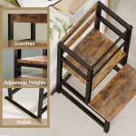 Toddler Kitchen Step Stool, Adjustable Height Learning Tower with Safety Rail, Steel & Wood Kitchen Stool for Kids, Toddler Help 2