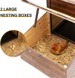 Chicken Coop with 2 Nesting Boxes, Large Outdoor Wooden Chicken Hen House Cages for 2 Chickens, Easy Clean Poultry Hutch for Bac 4