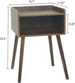 Mid Century Modern Side Table Bedroom with Storage, Small End Bedside Table with Solid Wood Legs for Living Room, Office Small S 2
