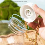 Transparent Sphere Pet Carrier with Gold and White Straps Portable Outdoor Breathable Travel Carrier for Hamster Guinea Pig Rept 5