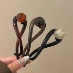 New Twist Hair Clip Plastic Acrylic Bead Imitation Pearl Hairpin Twisted Design Women Hair Accessories 2