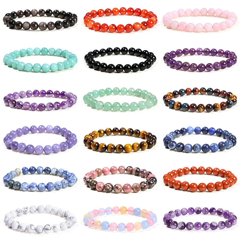 JD Natural Stone Beads Bracelet Amethyst Tiger Eye Crystal Quartz Agate Gem Beads Bangles Women Men Reiki Healling Jewelry Gift JD Natural Stone Beads Bracelet Amethyst Tiger Eye Crystal Quartz Agate Gem Beads Bangles Women Men Reiki Healling Jewelry Gift