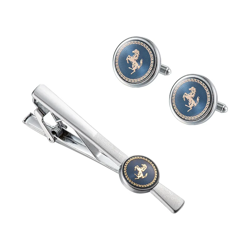 Luxury Cufflinks Tie Clip Set Man Shirt Cufflinks For Mens Wedding Guests Gift Blue Horse Men Cuffs Tie Clips Copper Wed Jewelry Luxury Cufflinks Tie Clip Set Man Shirt Cufflinks For Mens Wedding Guests Gift Blue Horse Men Cuffs Tie Clips Copper Wed Jewelry