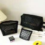 Nylon Mesh Cosmetic Bag Zipper Heart Shaped Toiletry Organizer Makeup Bags Multifunctional Women Lipstick Key Coin Purse Pouch 2