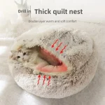 Autumn and Winter soft plush pet bed and pet bed Winter warm and cold plush comforter nest Shell cat nest semi-enclosed cat nest 5
