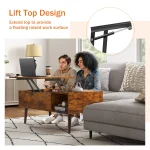 JHK Lift Top Coffee Tables For Living Room 39.37"x19.7" Desk Tea Wood Dining Tables Adjustable Storage Shelf Easy Lift Or Lower 6