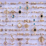 20Pcs/Lot Vintage Bohemia Geometry Flowers Leaf Rings For Charm Women Mix Style Color Fashion Jewelry Gift Accessories Wholesale 3