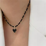 Fashion Vintage Tassels Zircon Heart Pendant Necklace For Women Female Boho Geometric Baroque Transparent Crystal  Chain Jewelry 6