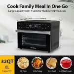 Extra Large 32QT Air Fryer with 19-in-1 Multi-Functional Combo: Digital Convection Oven Featuring Rotisserie Dehydrator and Piz 4
