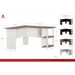 Modern Black Oak L-Shaped Desk with Bookshelves, Easy Assembly for Home Office 3