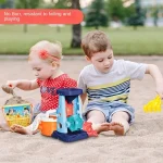 Beach Toy Set for Kids Sand Wheel Sand Bucket Scooter Shovel Rake Sailboat Hourglass Cute Molds Summer Outdoor Sandbox Sand Toys 5