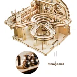 3D Wooden Puzzle DIY Mechanical Manual Model  Building Kits Assemble Toys Marble Run Set with 4 Ball for Adult Kids Gifts 4