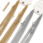 10pcs 50cm 2mm Gold Color Stainless Steel Link Chains Necklaces Fashion Jewelry Cuban Chains Wholesale Chain DIY Crafts Supplies