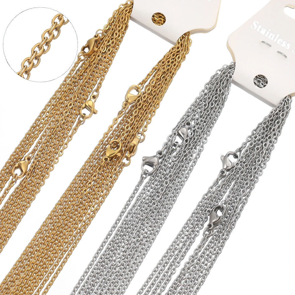 10pcs 50cm 2mm Gold Color Stainless Steel Link Chains Necklaces Fashion Jewelry Cuban Chains Wholesale Chain DIY Crafts Supplies 10pcs 50cm 2mm Gold Color Stainless Steel Link Chains Necklaces Fashion Jewelry Cuban Chains Wholesale Chain DIY Crafts Supplies