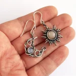 Bohemia Sun and Moon Earrings Silver Color Crystal Drop Earrings Women Female Boho Fashion Jewelry Gift for her 3