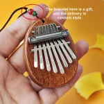 1Pcs Wood Mini Thumb Piano Musical Toys 8 Tones Portable Beginner Finger Piano 6