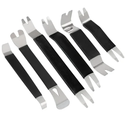 6Pcs Portable Auto Door Clip Trim Removal Tools Kits Car Dashboard Audio Radio Panel Repair Metal Removal Pry Disassembly Tool