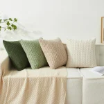 1pc Soft Boho style modern double-sided design pillows cover, Farmhouse Neutral Decorative Home Decor Striped Corduroy Square 6
