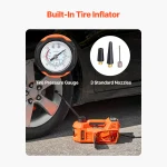 SucceBuy Electric Car Jack, 5T Electric Scissor Jack with Built-In Inflator 12V Tire Changer with  LED Light for Sedan SUV Truck 4